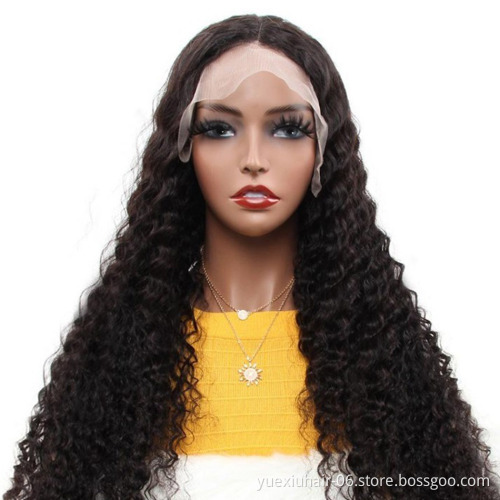 Deep Wave 13x4 Transparent Lace Wig Wholesale Brazilian Hair HD Lace Front Wig,Virgin Cuticle Aligned Human Hair Full Lace Wig